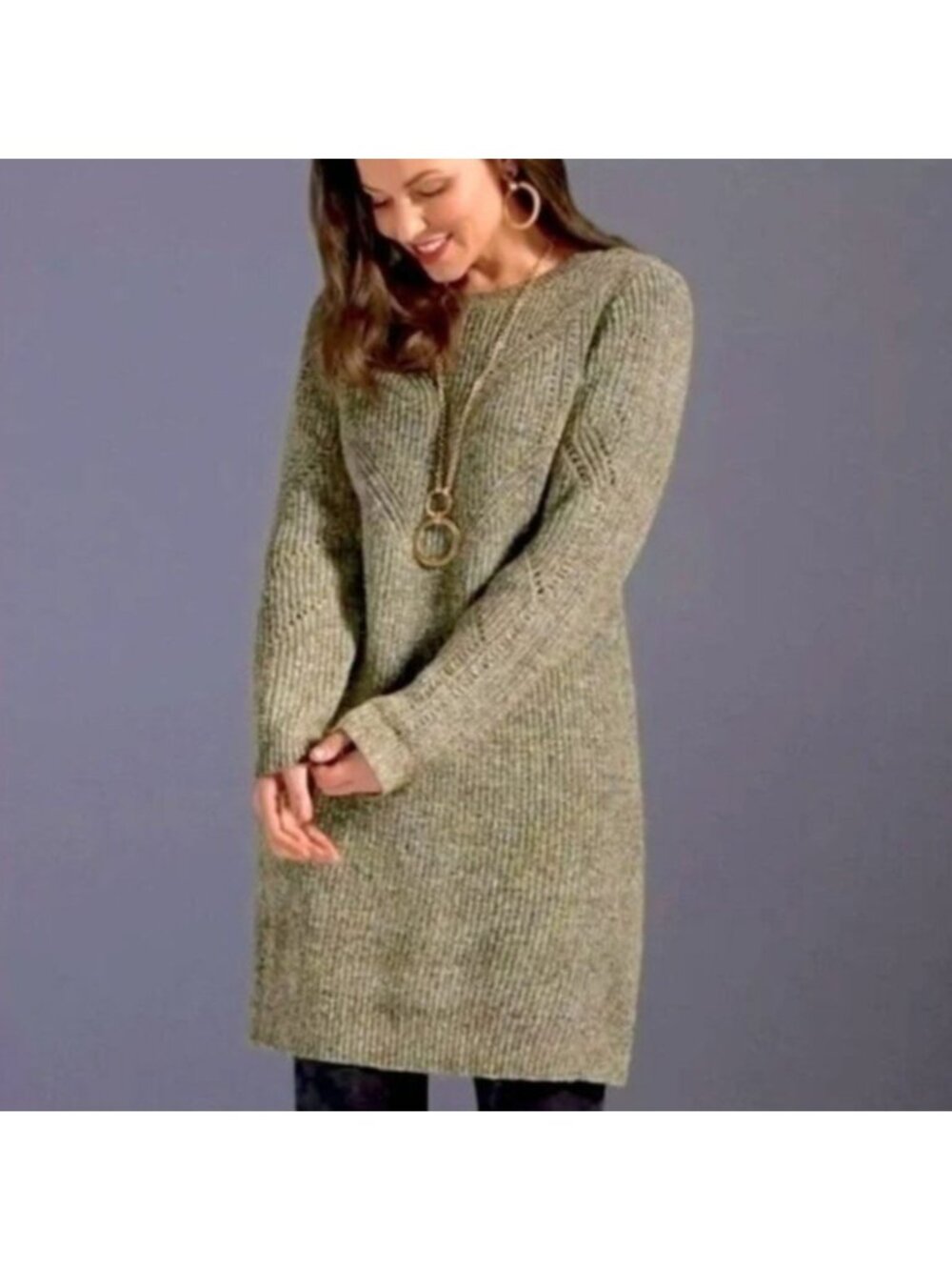 Cabi 4278 The Tunic Dress In Artichoke Olive Green Sweater Dress Sz Sm Casual